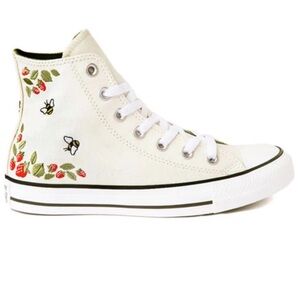 Embroided Converse Cream High-Tops with Berry and Bee Designs Limited edition